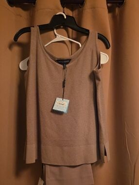 Ming Wang Taupe Knit Sleeveless Tank Top